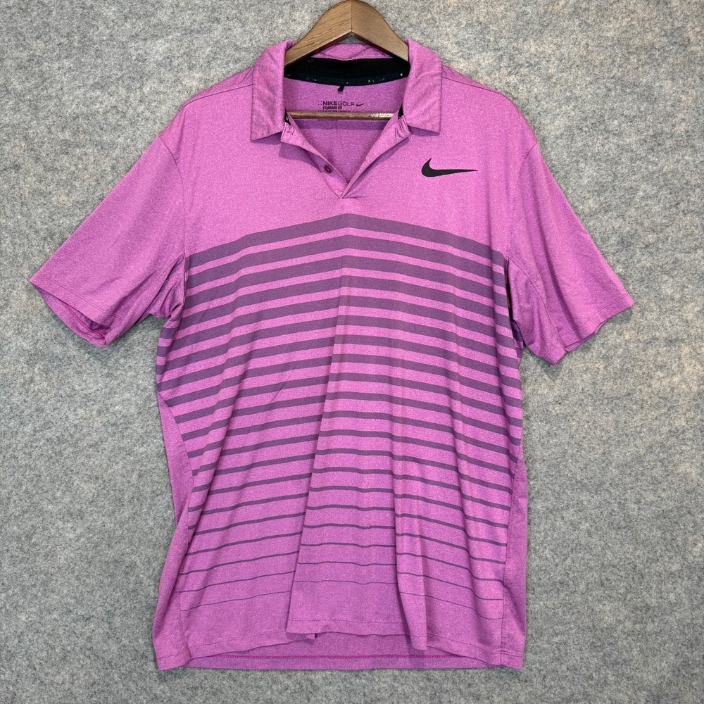 Nike Golf Performance Polo Shirt Mens Large Standard Fit Gradient Stripe Dri Fit
